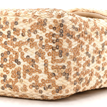 Chanel Raffia Sequin Small Single Flap Beige Gold 9 of 9
