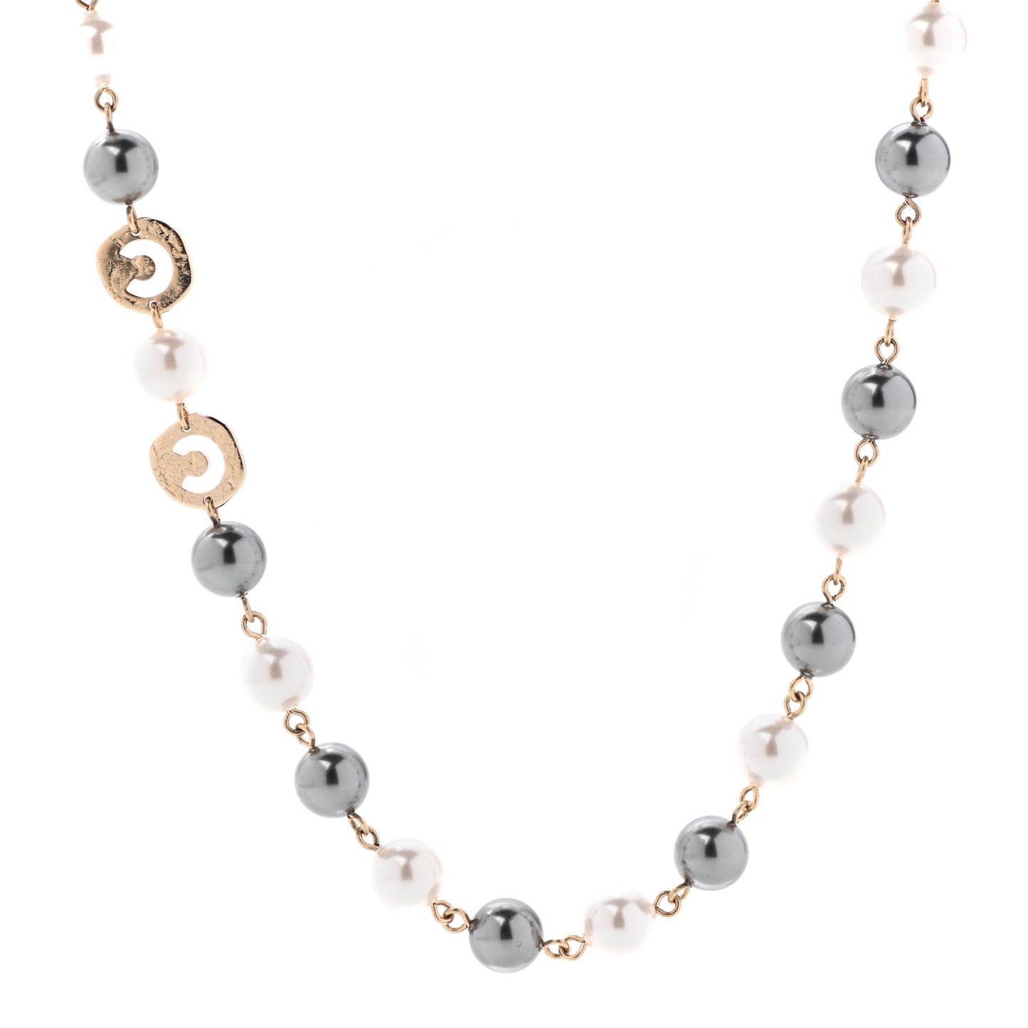 Pearl Papyrus Long Necklace Gold Pearly White Gold