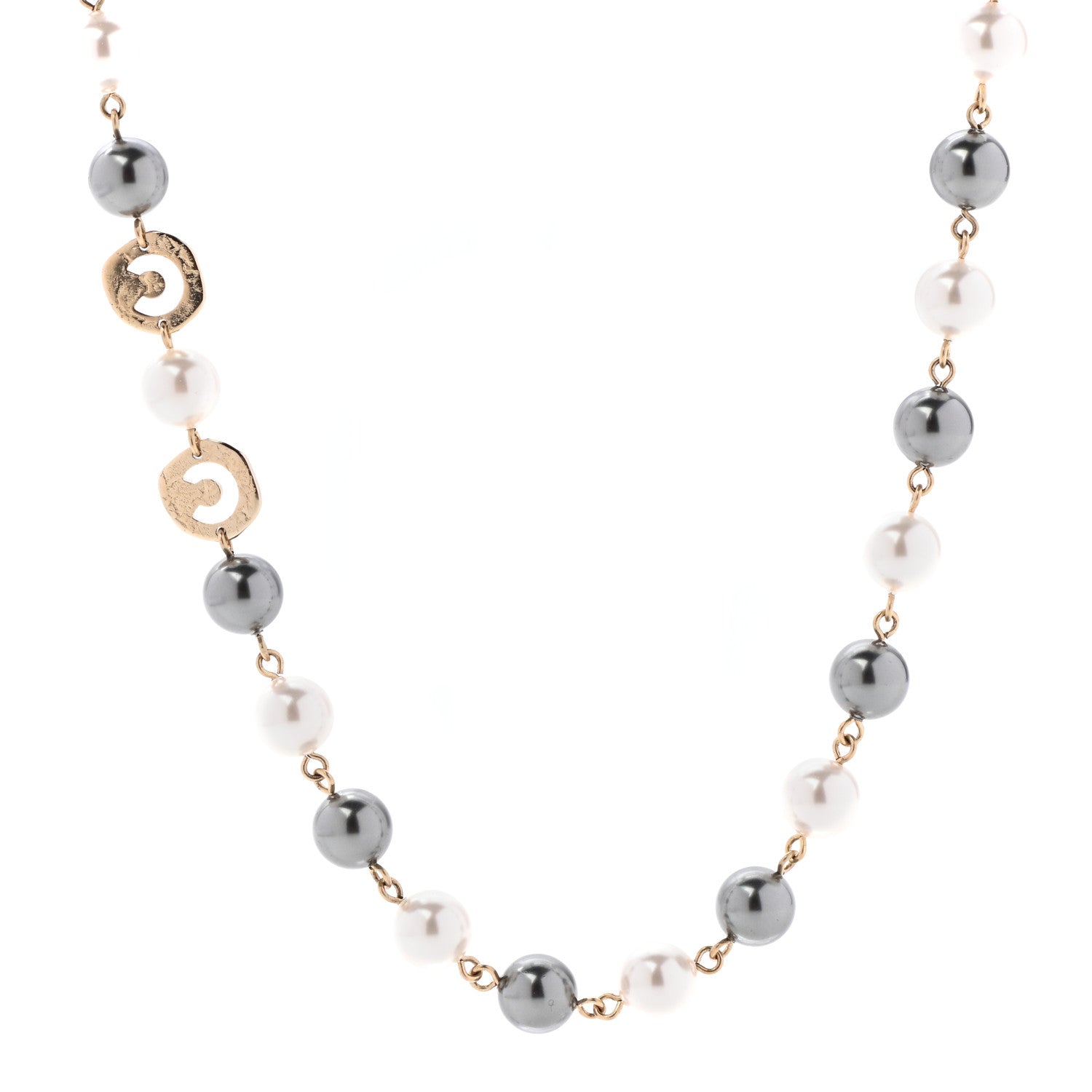 Chanel Pearl Papyrus Long Necklace Gold Pearly White Gold 4 of 5