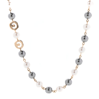 Chanel Pearl Papyrus Long Necklace Gold Pearly White Gold 4 of 5