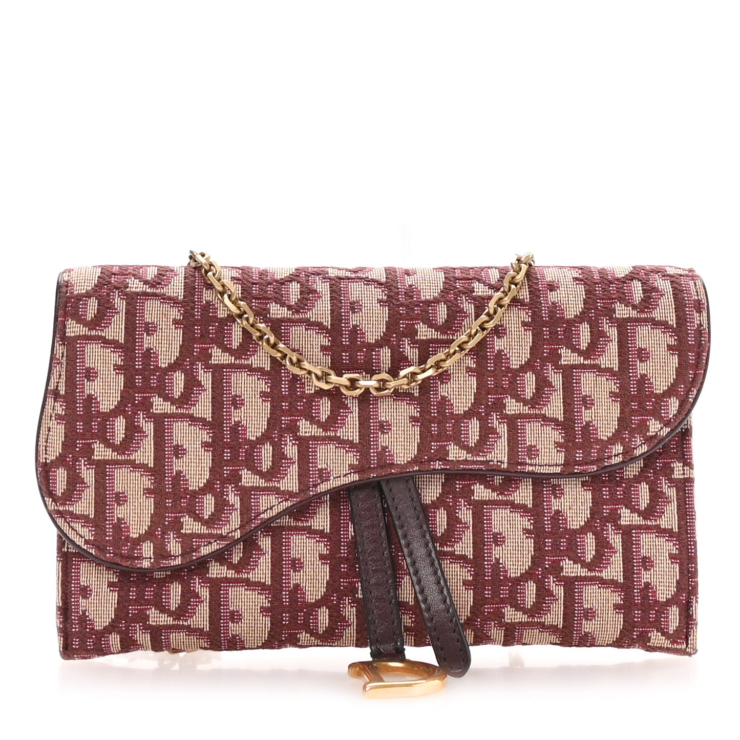Oblique Saddle Chain Long Wallet Bordeaux