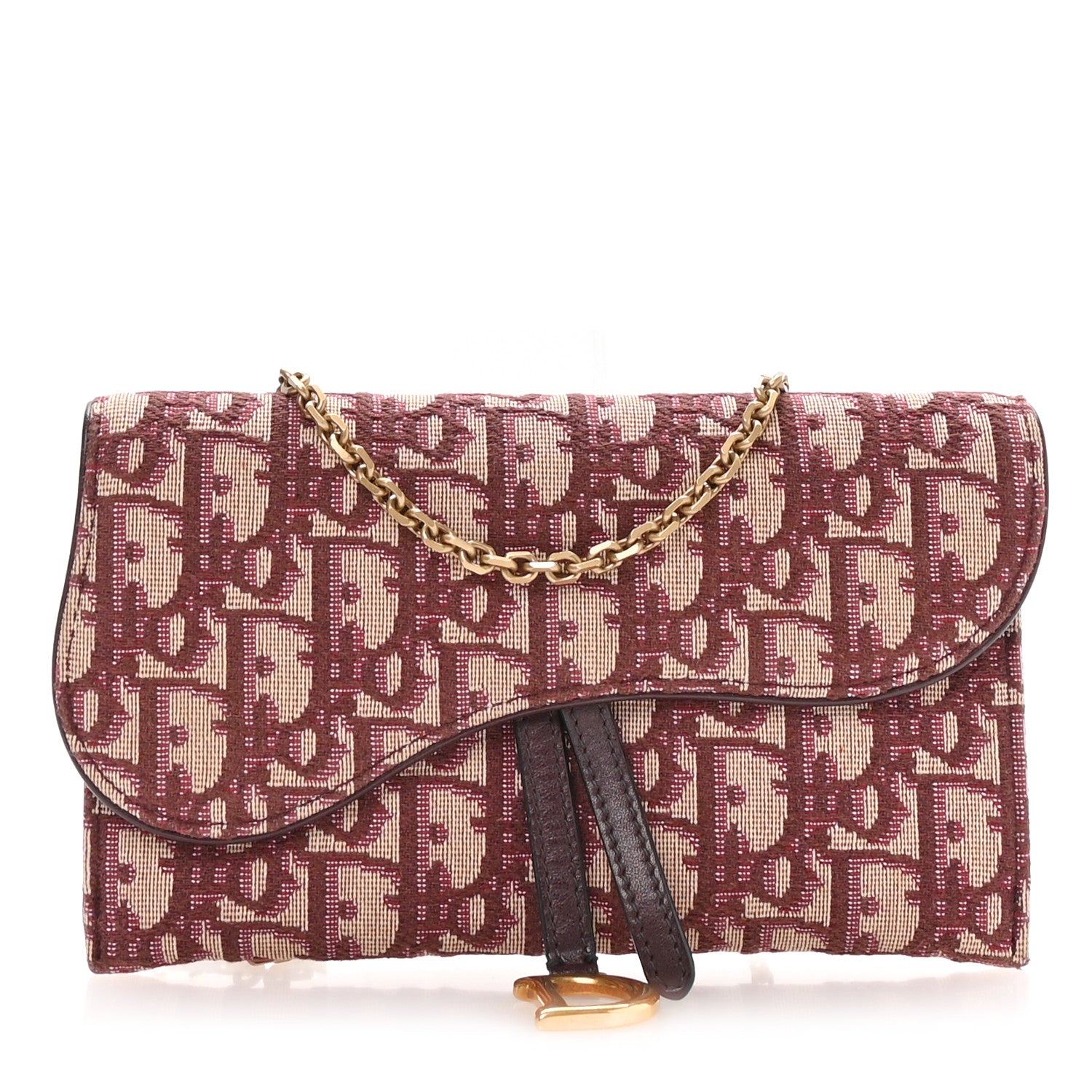 Christian Dior Oblique Saddle Chain Long Wallet Bordeaux 1 of 10