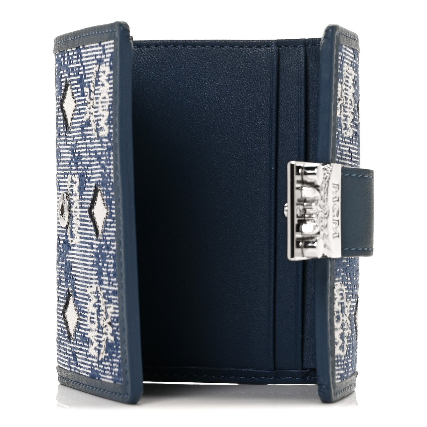 Vintage Jacquard Monogram Mini Tri-Fold Wallet Blue