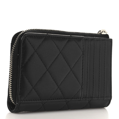 Chanel Lambskin Quilted Zip Card Holder Black 3 of 7