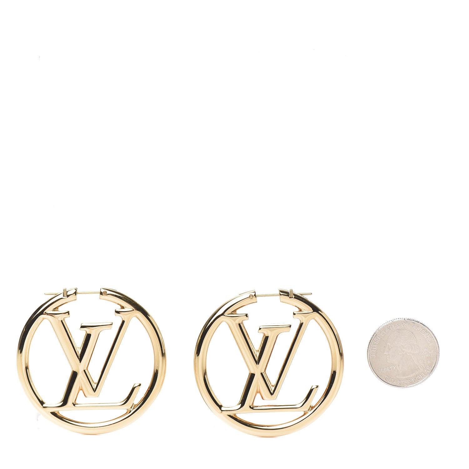 Louis Vuitton Metal Louise Hoop Earrings Gold 2 of 6