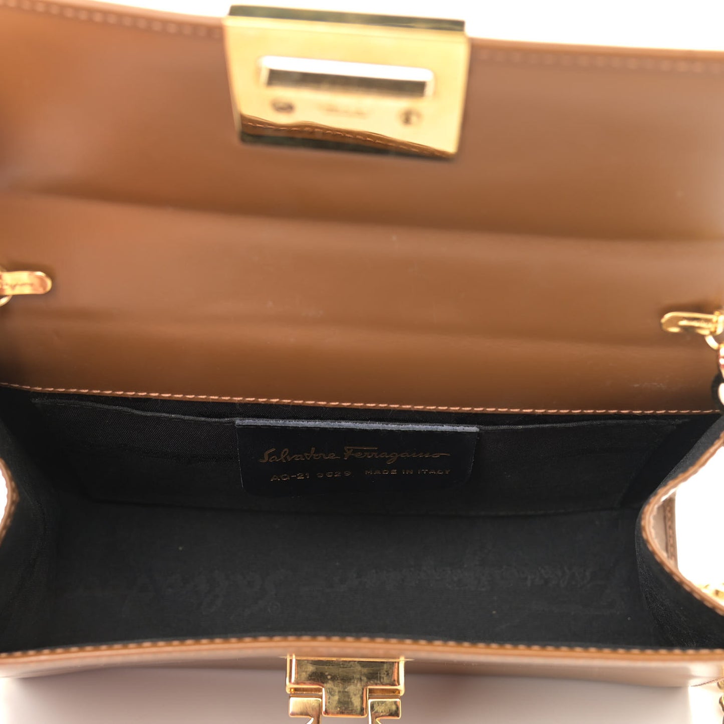 Calfskin Gancini Chain Crossbody Brown
