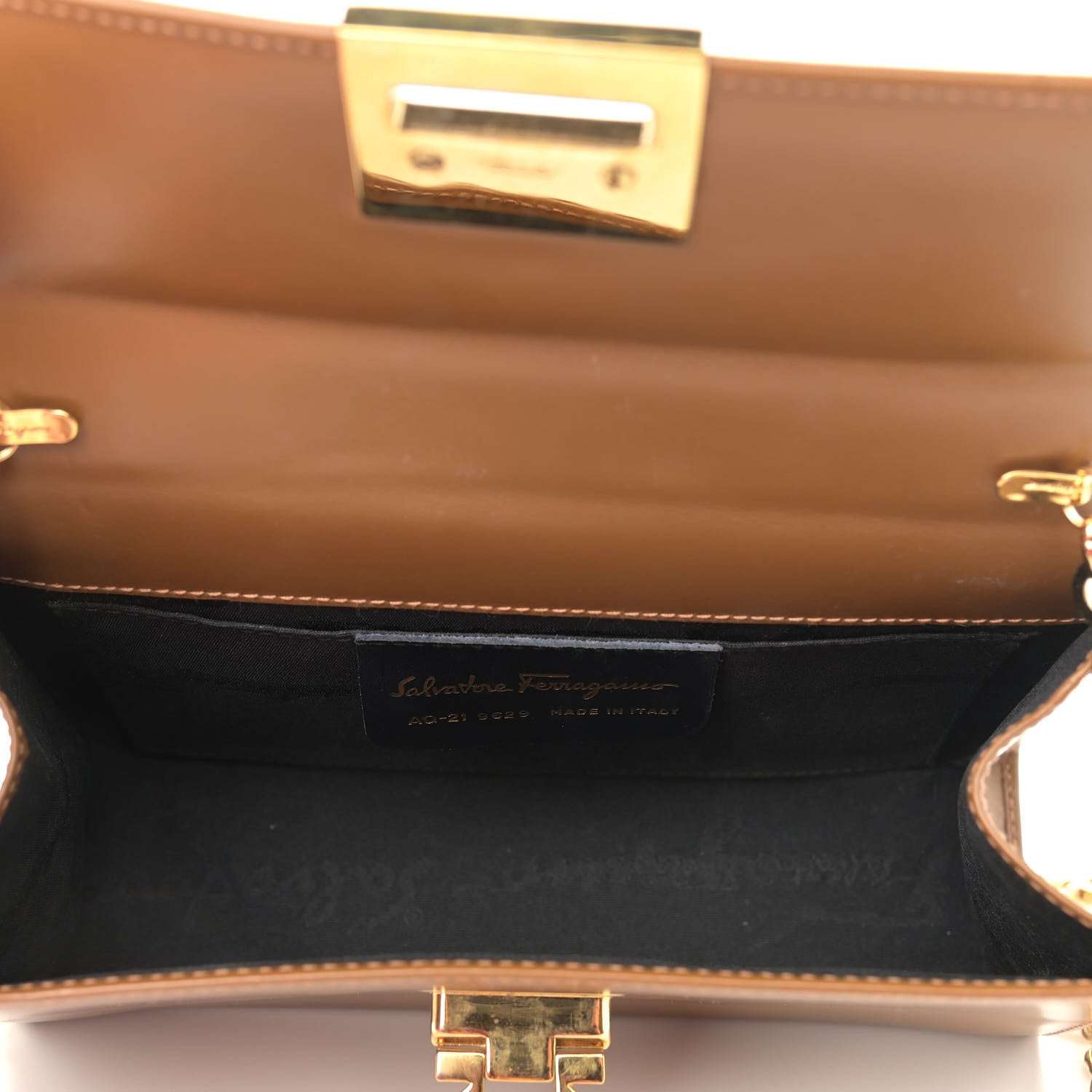 Salvatore Ferragamo Calfskin Gancini Chain Crossbody Brown 5 of 9