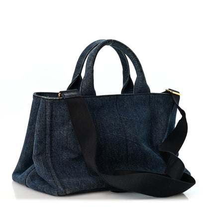 Prada Denim Canapa Logo Tote Bleu 3 of 13
