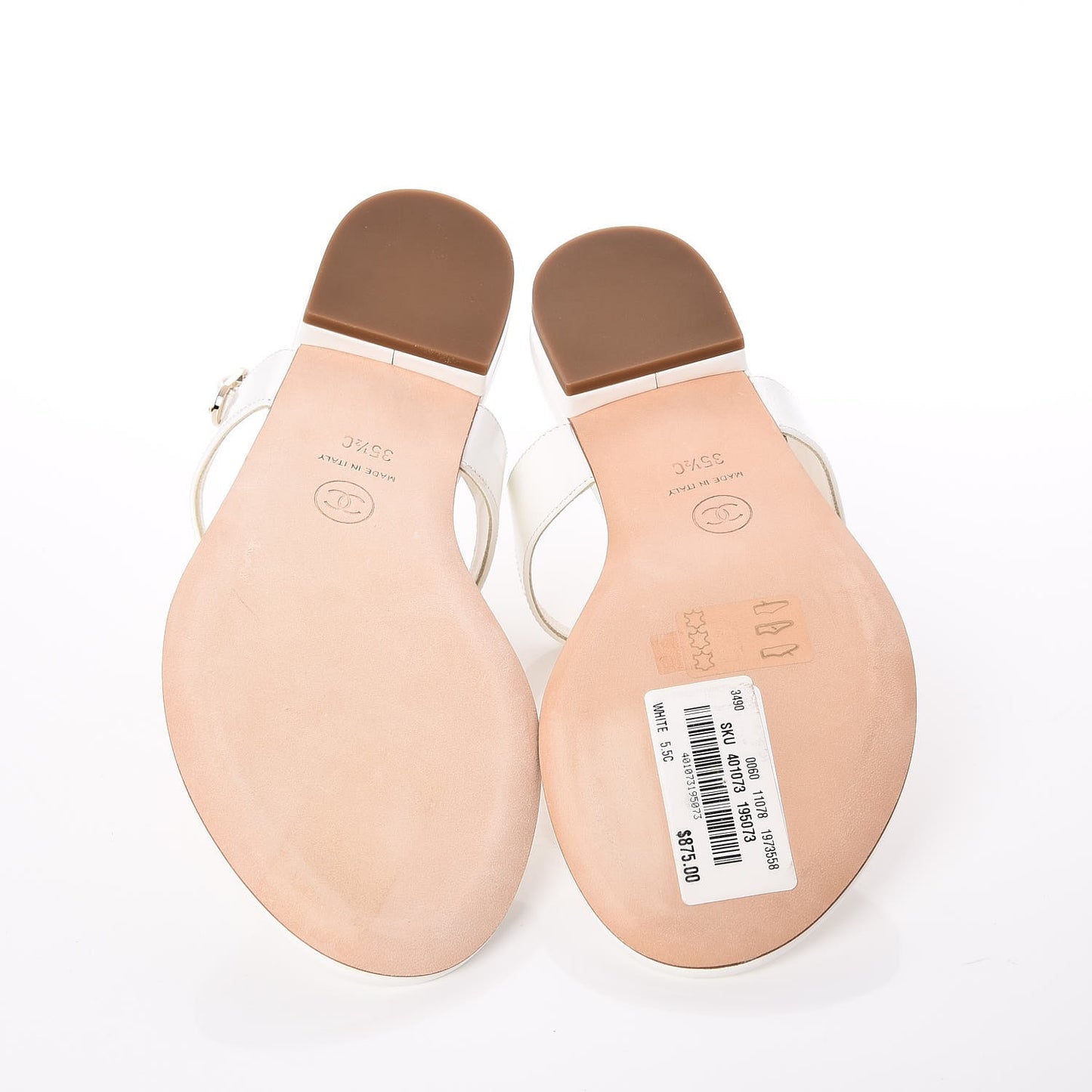 Lambskin Logo Thong Sandals 35.5 White
