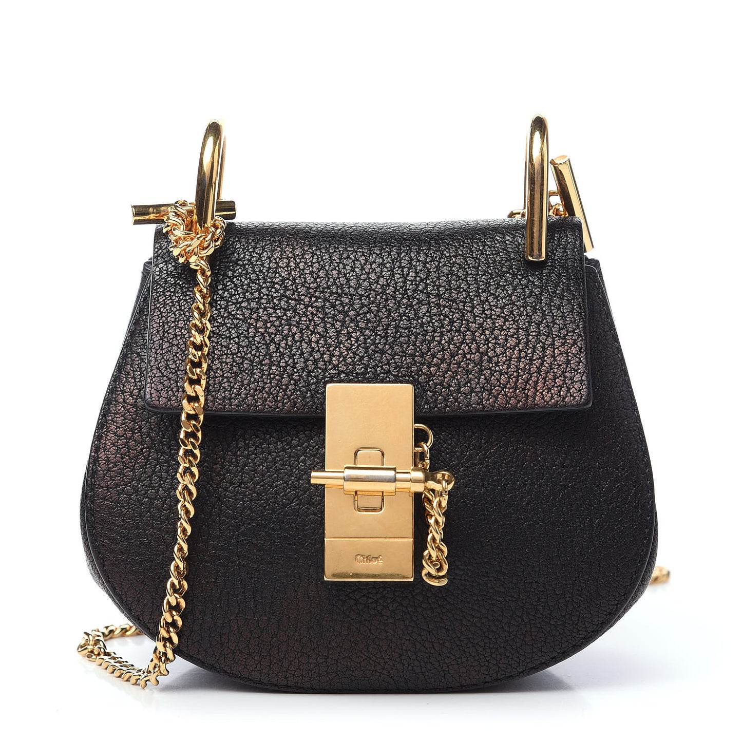 Grained Lambskin Nano Drew Shoulder Bag Black
