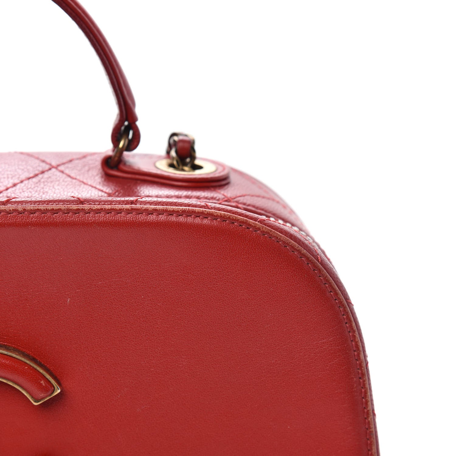 Chanel Shiny Calfskin Goatskin Quilted Coco Curve Vanity Red 11 of 14