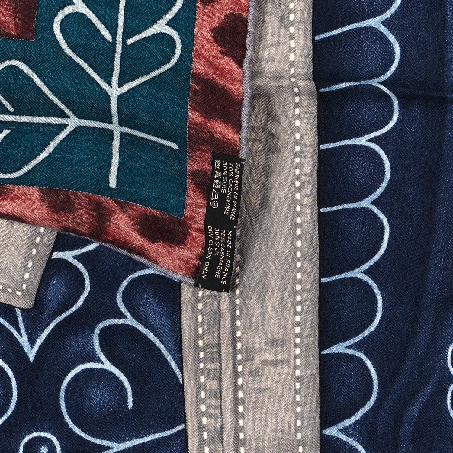 Hermes Cashmere Silk Selle d'Officier En Grande Tenue Shawl 140 Marine Petrole Ciel 3 of 3