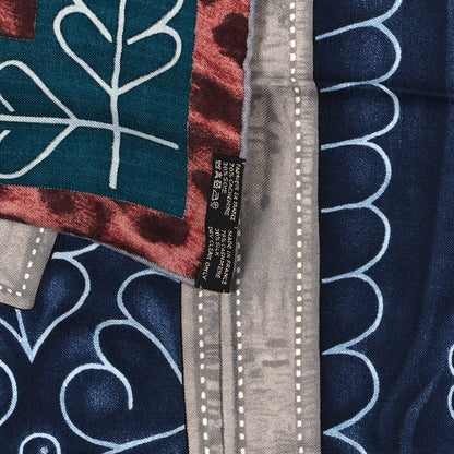 Hermes Cashmere Silk Selle d'Officier En Grande Tenue Shawl 140 Marine Petrole Ciel 3 of 3