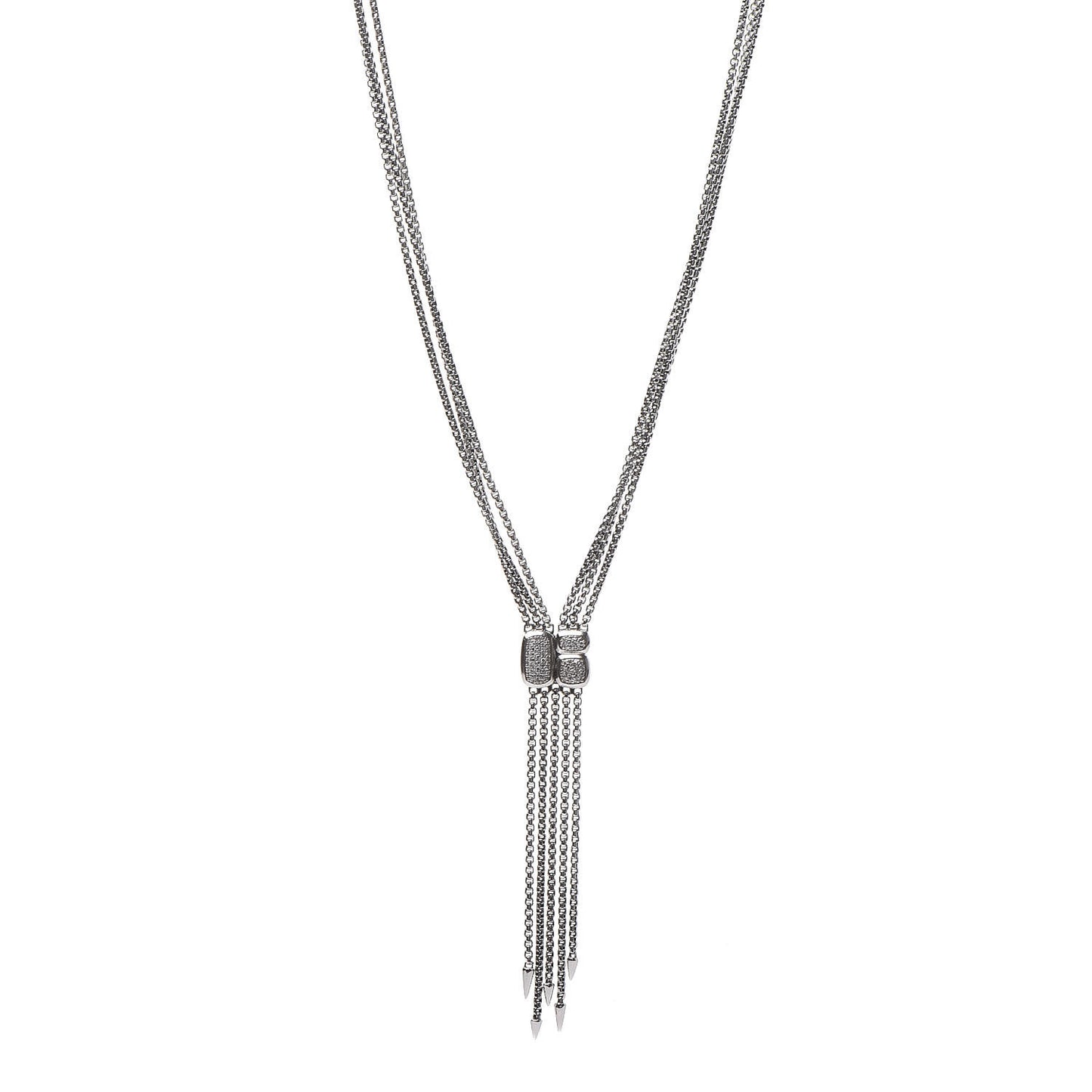 Sterling Silver Diamond Pave Confetti Drop Necklace