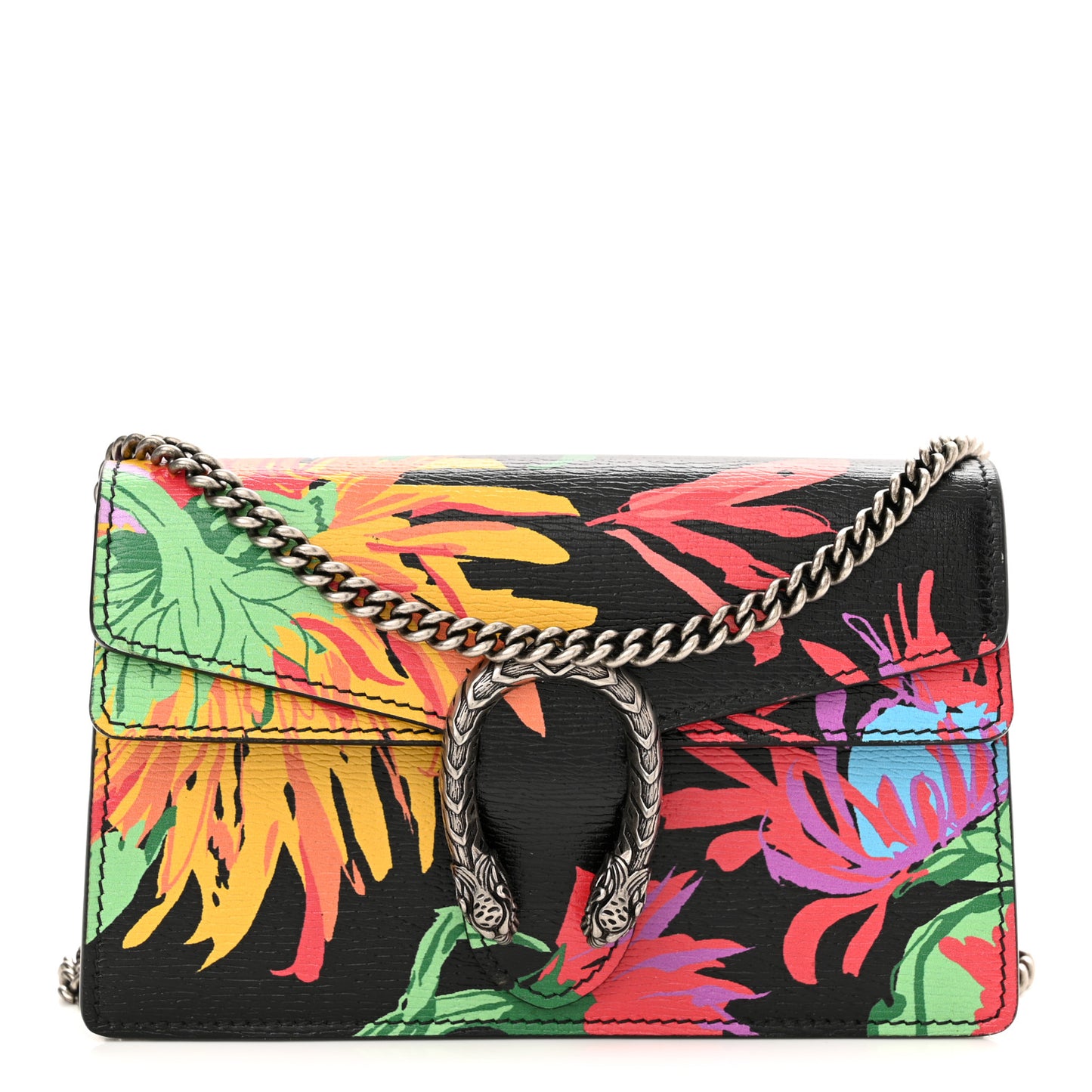 X KEN SCOTT New Shangai Calfskin Jenny Floral Print Super Mini Dionysus Shoulder Bag Black Pink