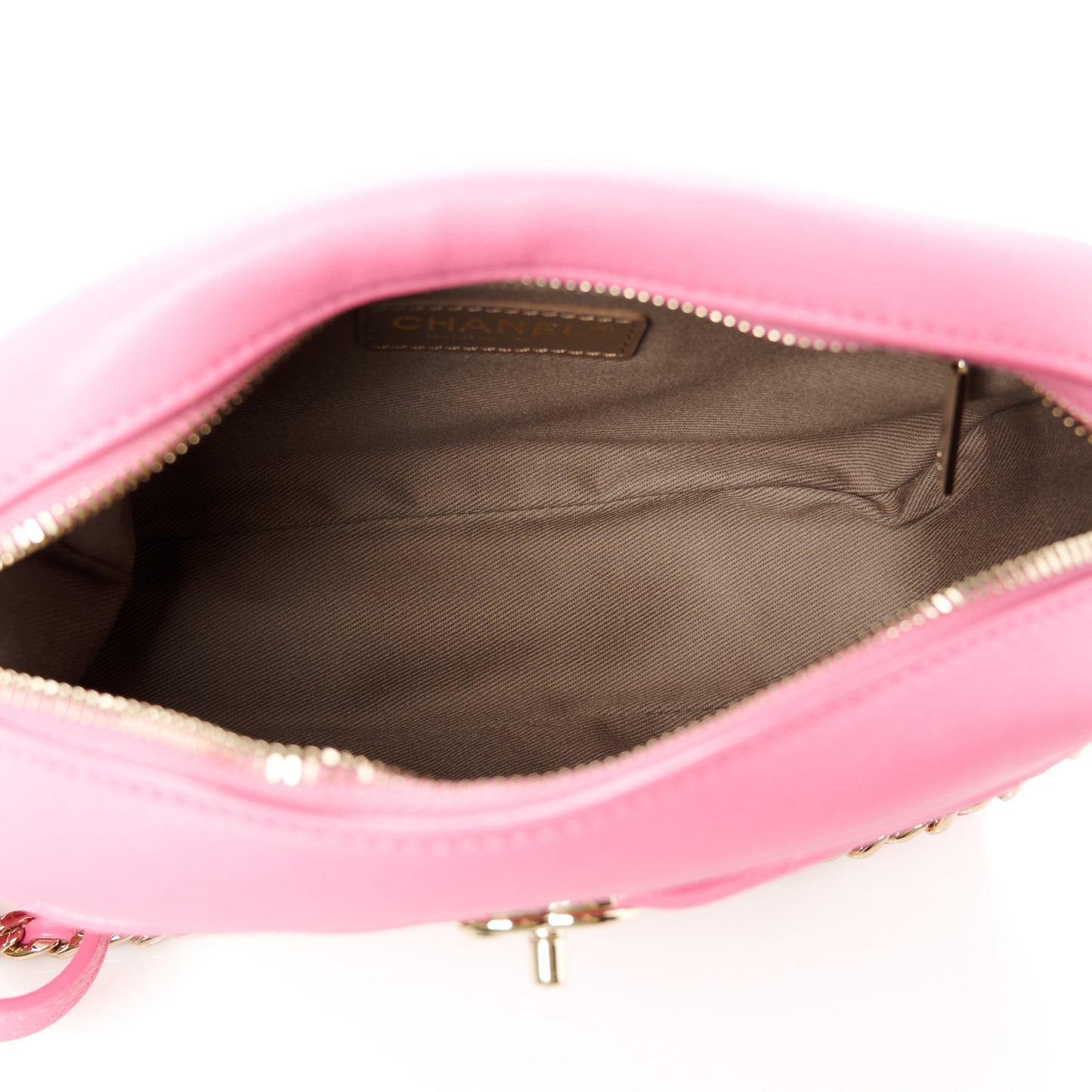 Goatskin Quilted Medium Casual Trip Camera Case Pink