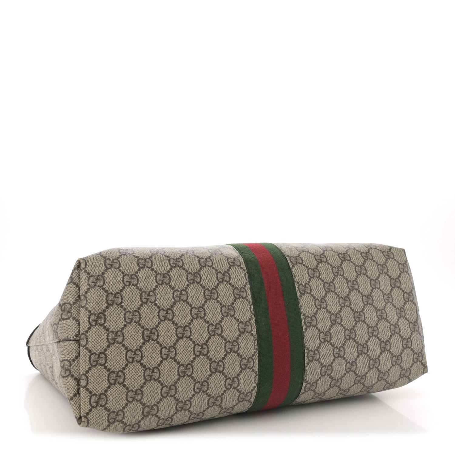 Gucci GG Supreme Monogram Textured Calfskin Web Medium Ophidia Shopping Tote Beige Ebony New Acero 6 of 21