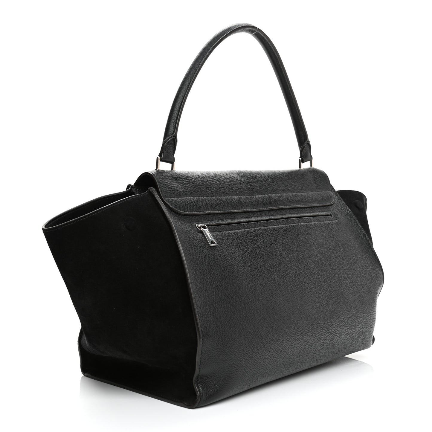 Drummed Calfskin Suede Large Trapeze Black