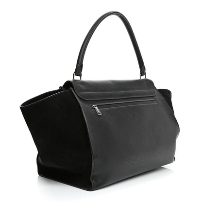 Celine Drummed Calfskin Suede Large Trapeze Black 3 of 11