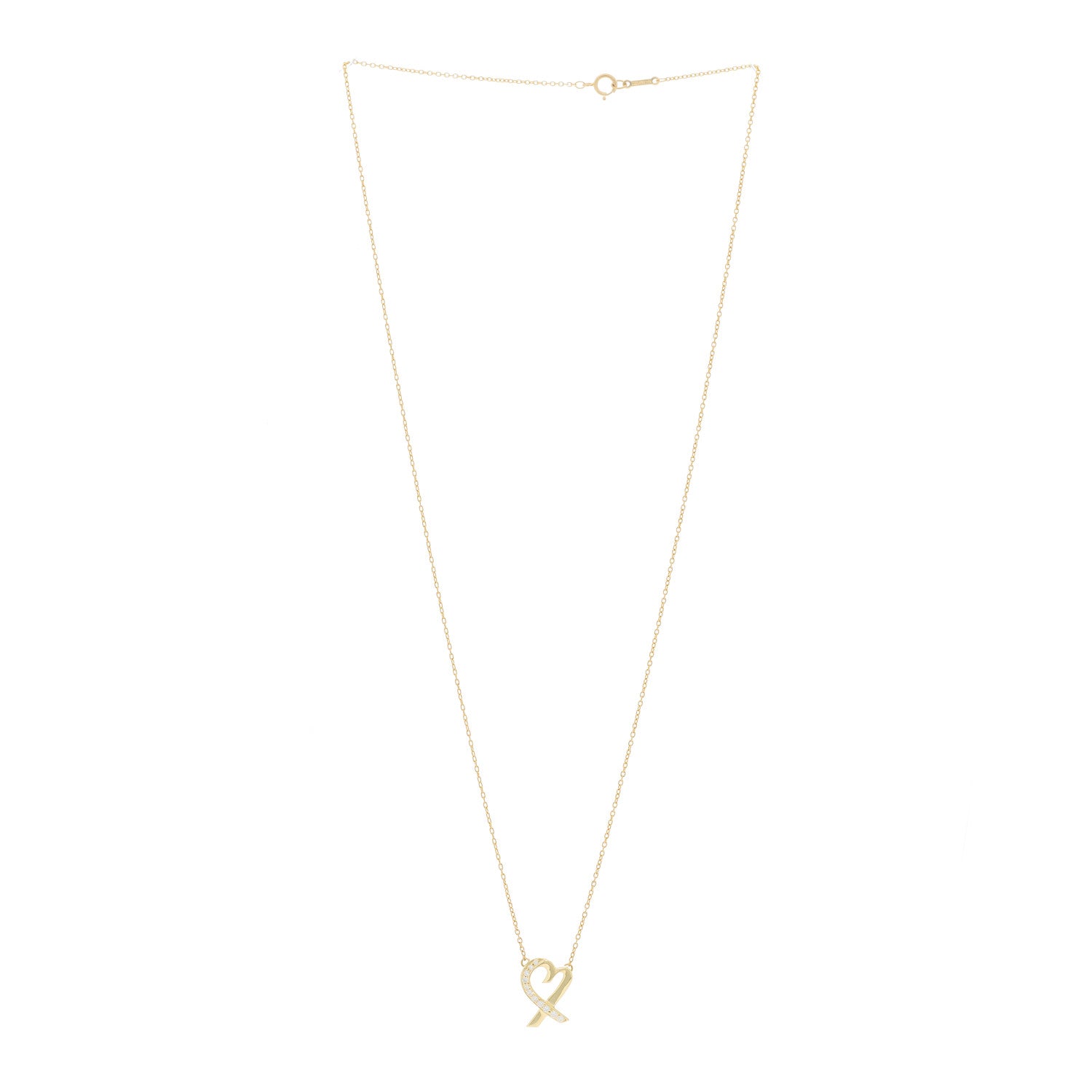 Tiffany 18K Yellow Gold Diamond Small Paloma Picasso Loving Heart Pendant Necklace 2 of 6