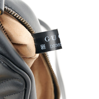 Gucci Calfskin Matelasse Small GG Marmont Chain Shoulder Bag Black 9 of 12