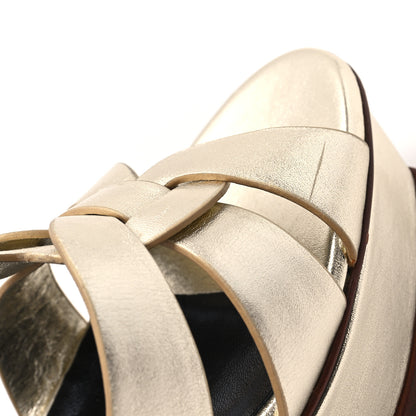 Saint Laurent Metallic Calfskin Tribute 105 Platform Sandals 40 Gold 11 of 12