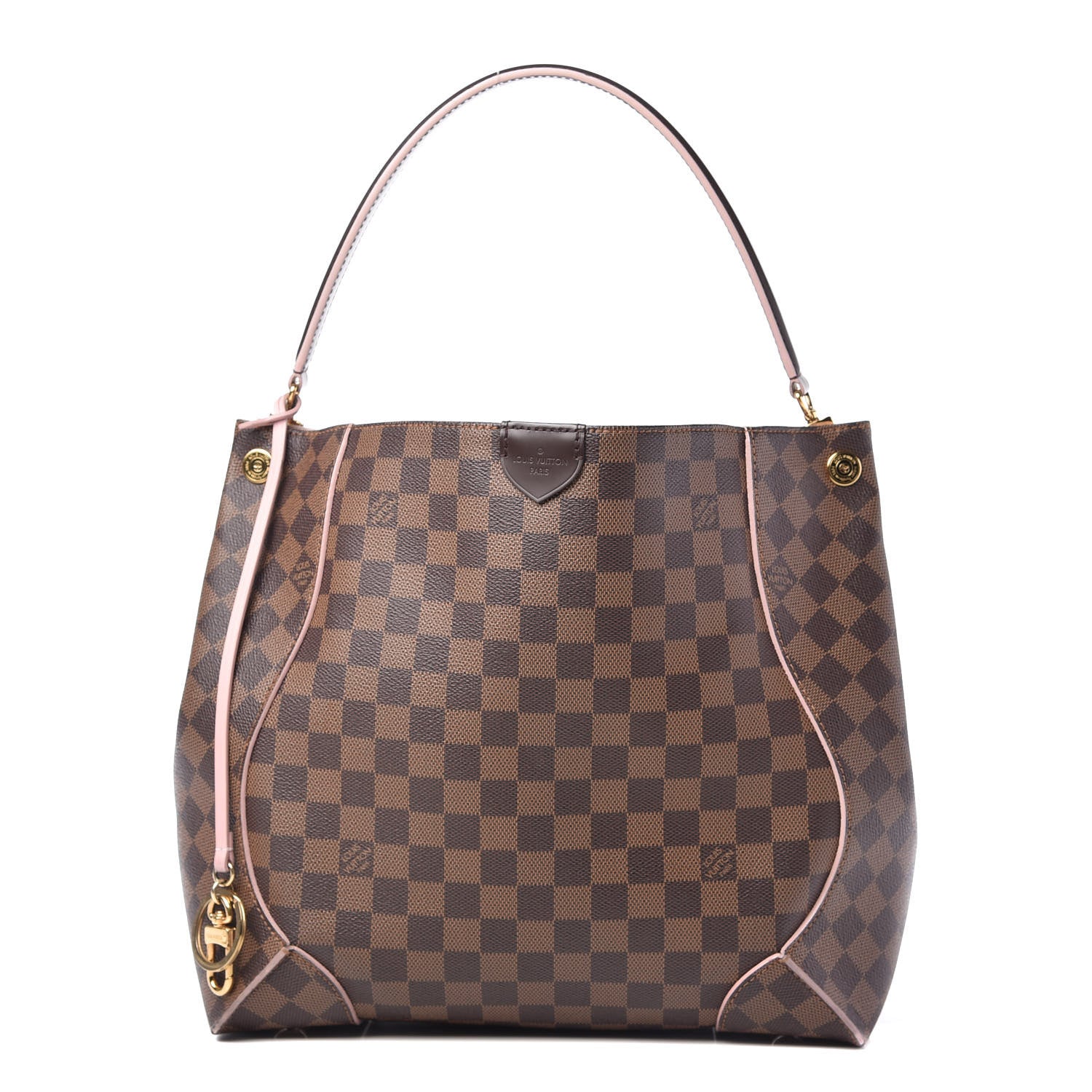 Louis Vuitton Damier Ebene Caissa Hobo Rose Ballerine 1 of 10