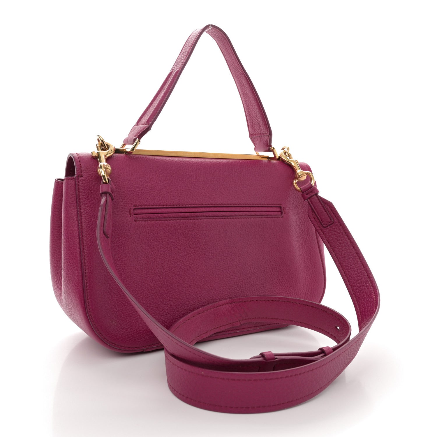 Salvatore Ferragamo Grained Calfskin Linda Top Handle Satchel Sangria 3 of 19