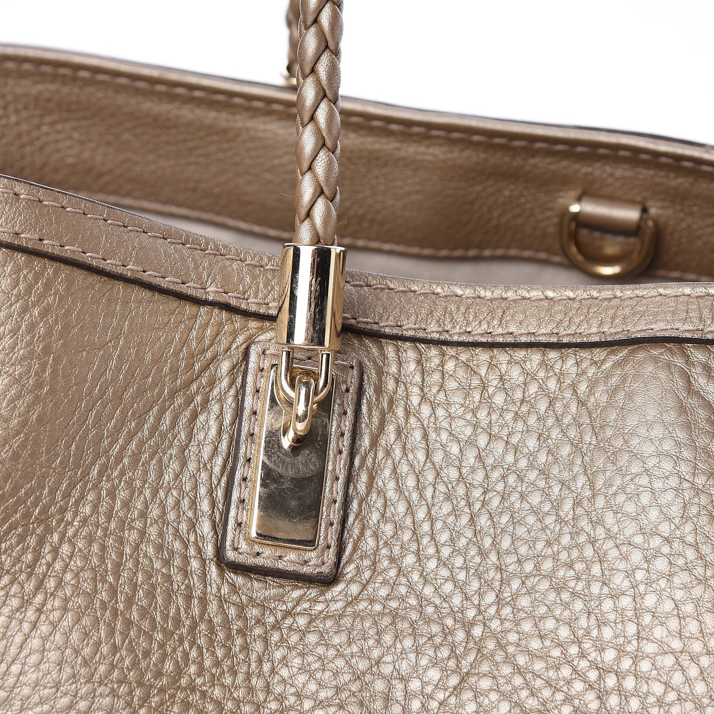 Metallic Pebbled Calfskin Medium Bella Tote Gold