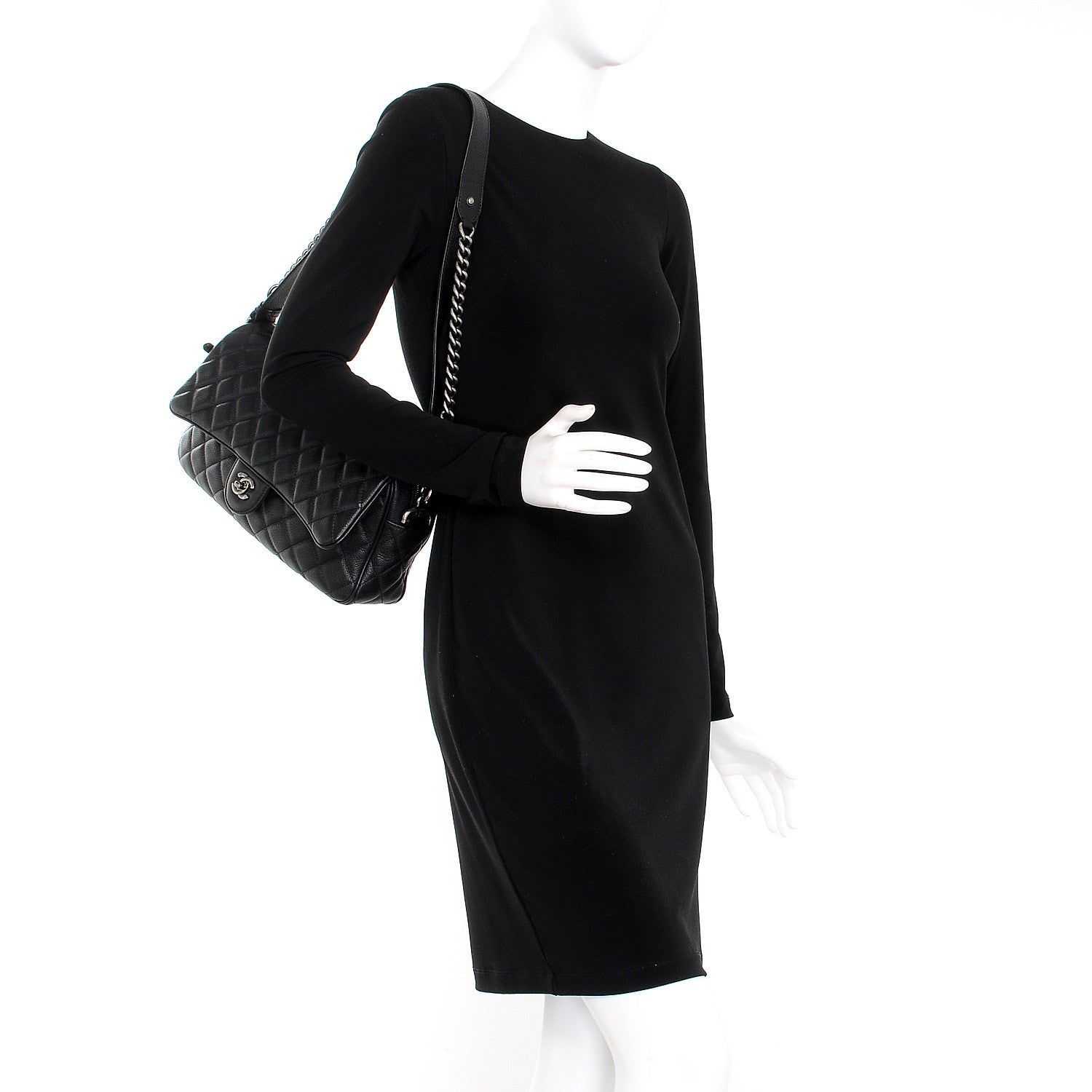 Chanel Grained Calfskin Quilted Medium Casual Rock Flap Black 2 of 8