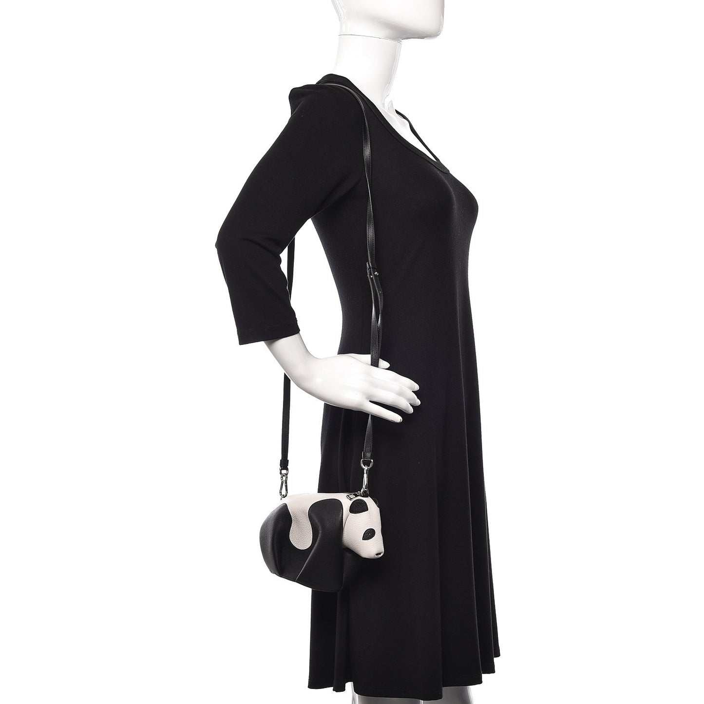 Calfskin Panda Crossbody Black White