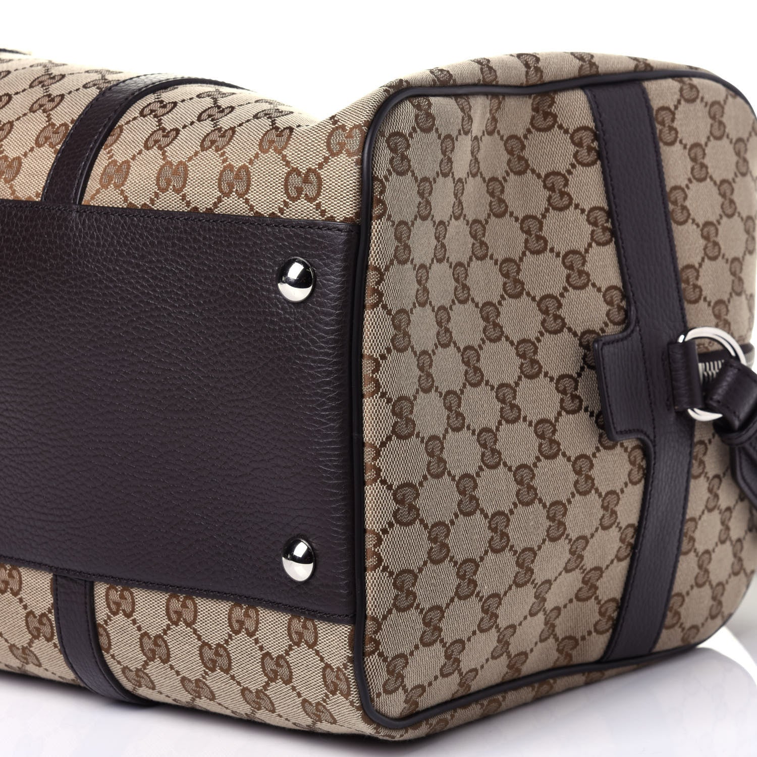 Gucci Monogram Dollar Calfskin Boston Duffle Bag Beige Ebony Testa di Moro Marrone Scuro 11 of 12