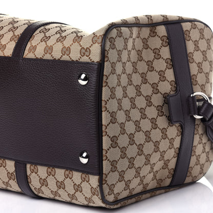 Gucci Monogram Dollar Calfskin Boston Duffle Bag Beige Ebony Testa di Moro Marrone Scuro 11 of 12