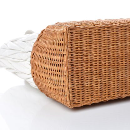 Miu Miu Nappa Matelasse Wicker Basket Bag White Miele 5 of 10