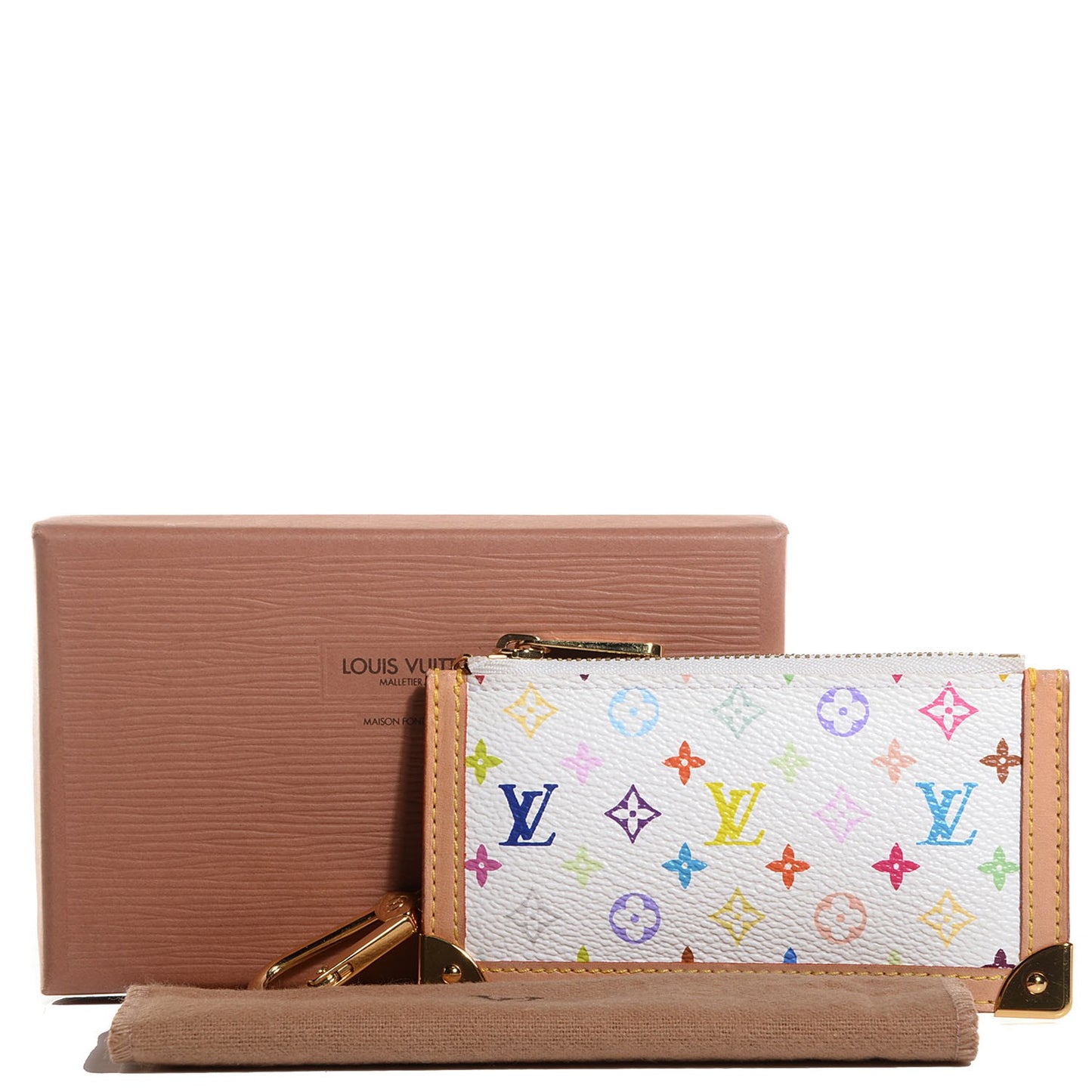 Monogram Multicolor Key Pouch White