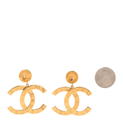 Chanel Metal Large Paris Button Clip On Earrings Gold 2 of 4