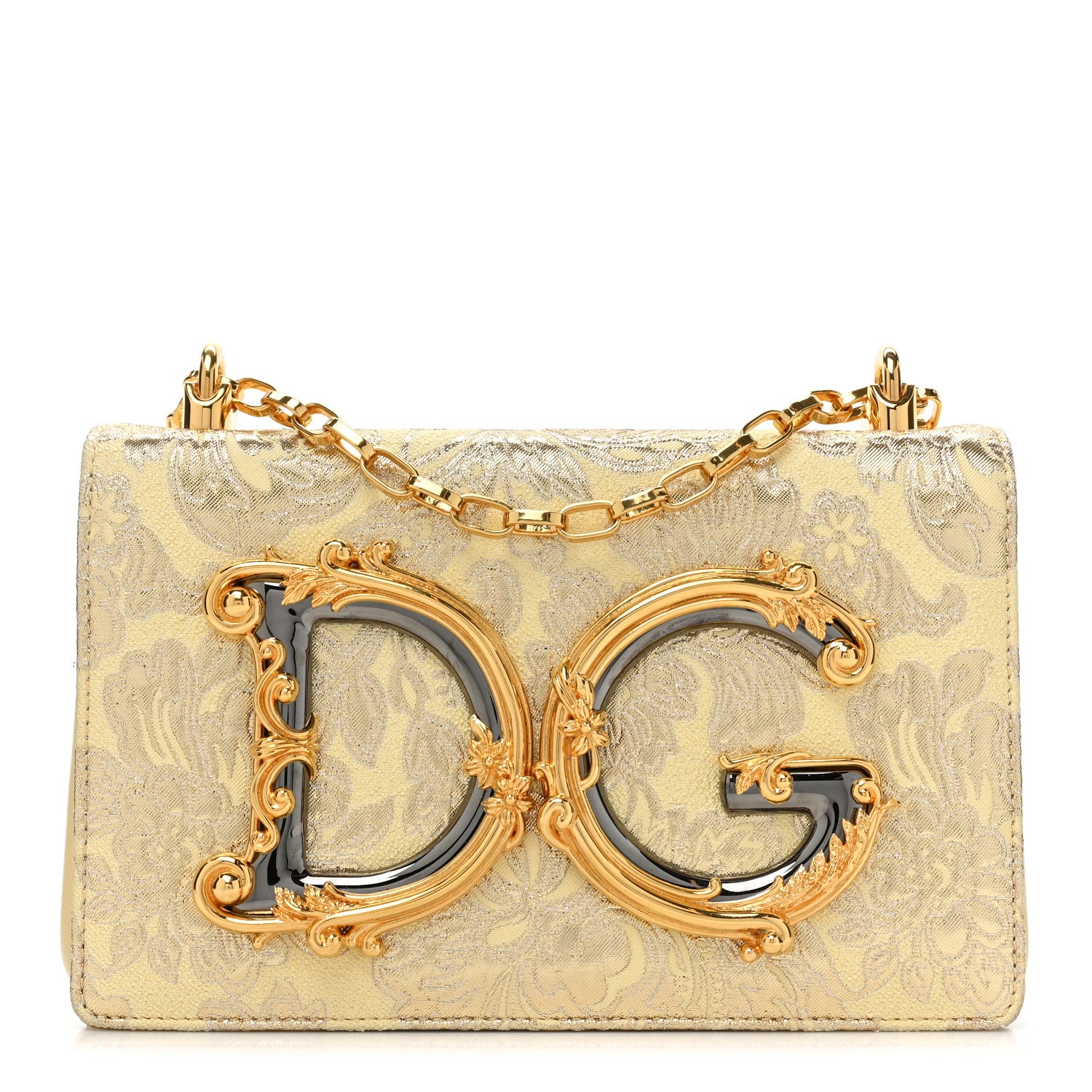 Dolce & Gabbana Brocade DG Girls Shoulder Bag Gold 1 of 10