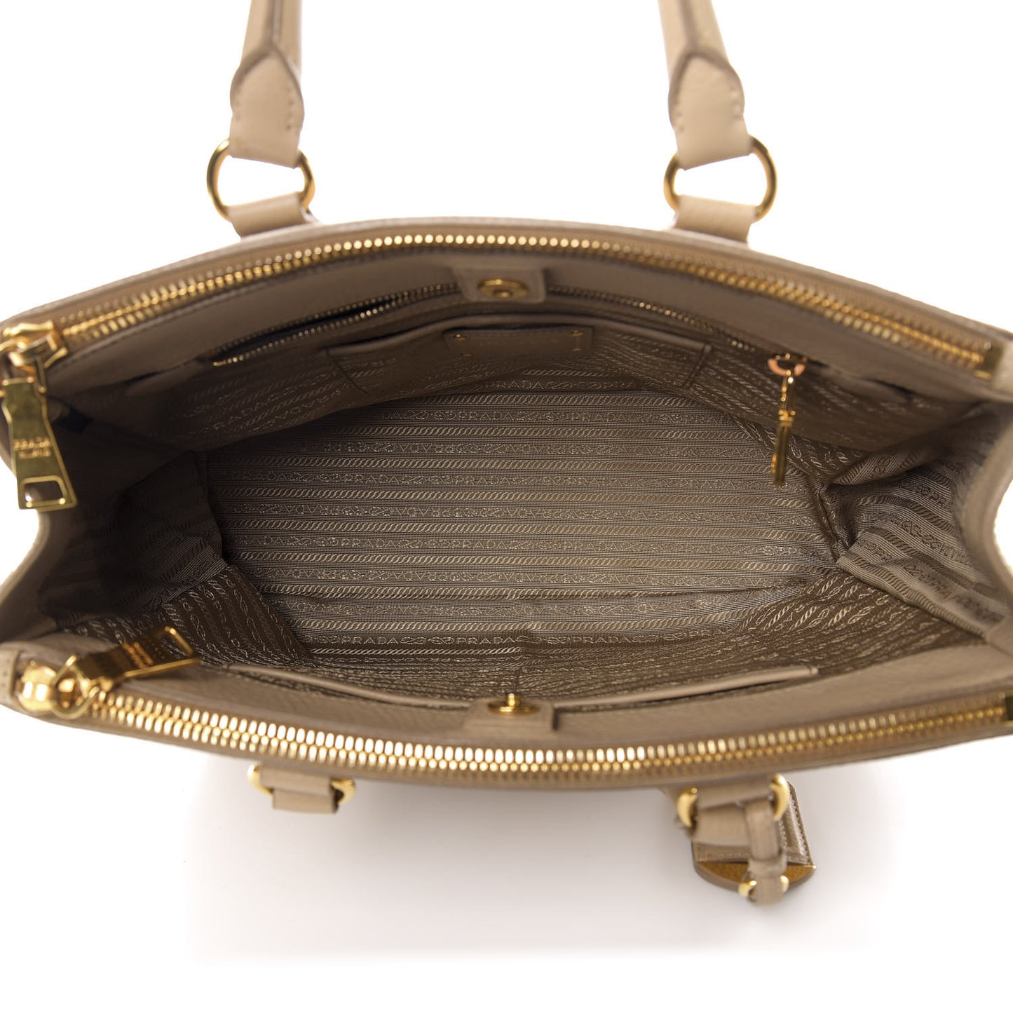 Vitello Daino Large Double Zip Tote Sabbia