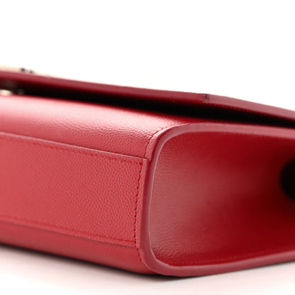 Saint Laurent Grain De Poudre Medium Monogram Kate Satchel Red 7 of 11