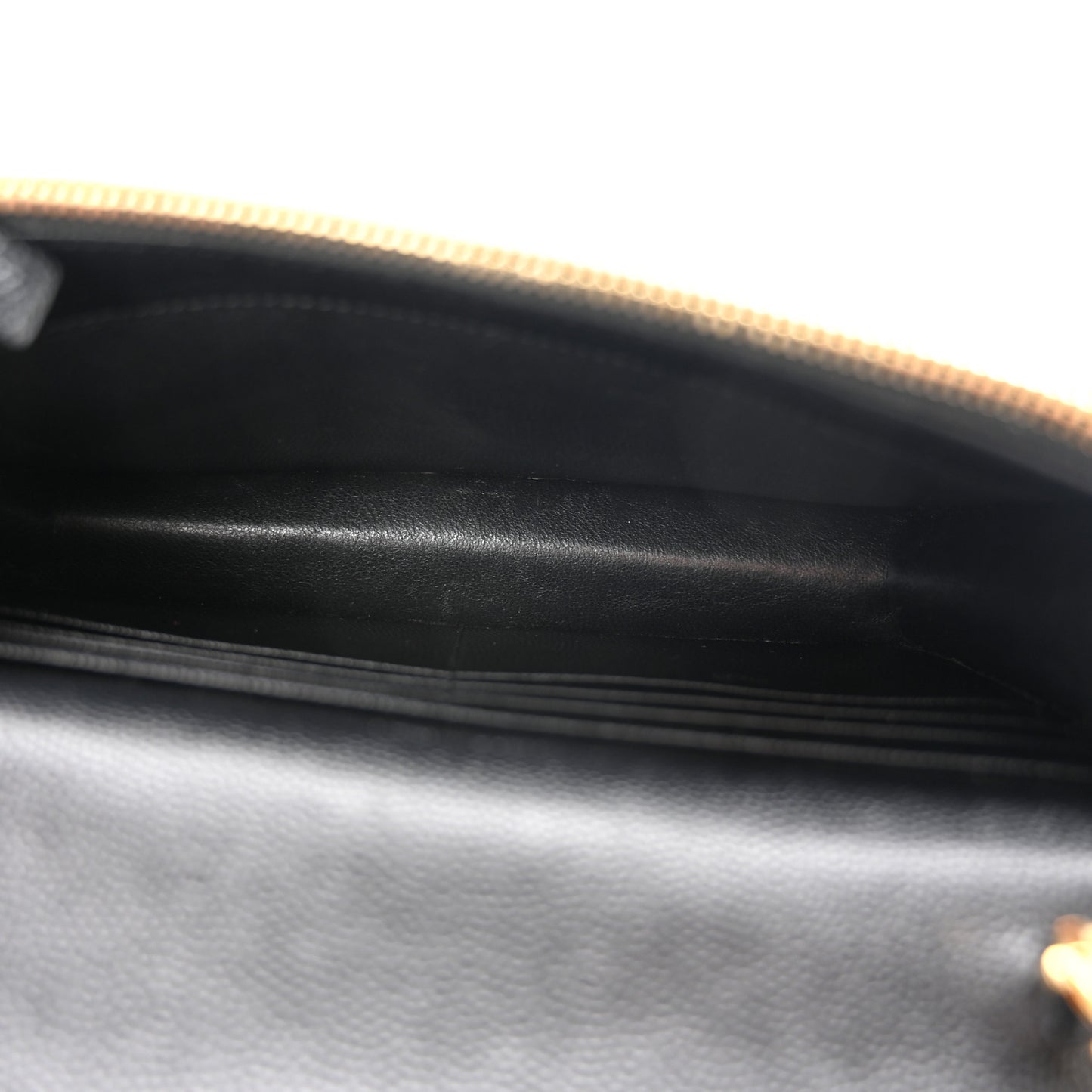 Grain De Poudre Matelasse Chevron Monogram Envelope Chain Wallet Black