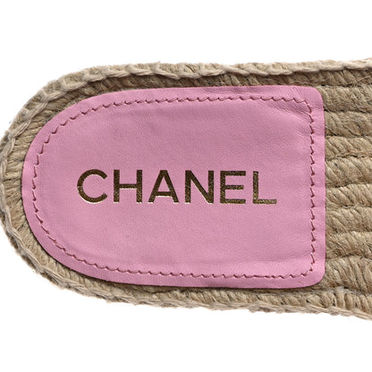 Chanel Tweed Laminated Lambskin CC Slide Sandals 38 Light Pink Gold 6 of 9