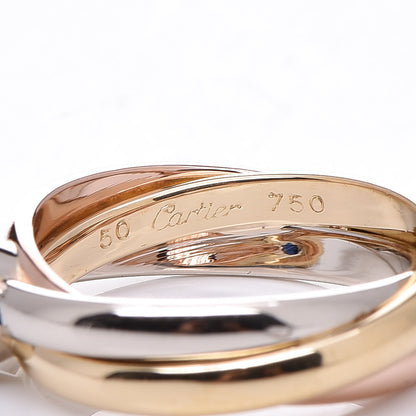 Cartier 18K Pink Yellow White Gold Blue Sapphire Trinity Ring 50 5.25 4 of 4