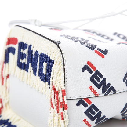 Fendi X FILA Calfskin F is Fendi Mania Fringe Mini Mon Tresor Bucket Bag White 10 of 11