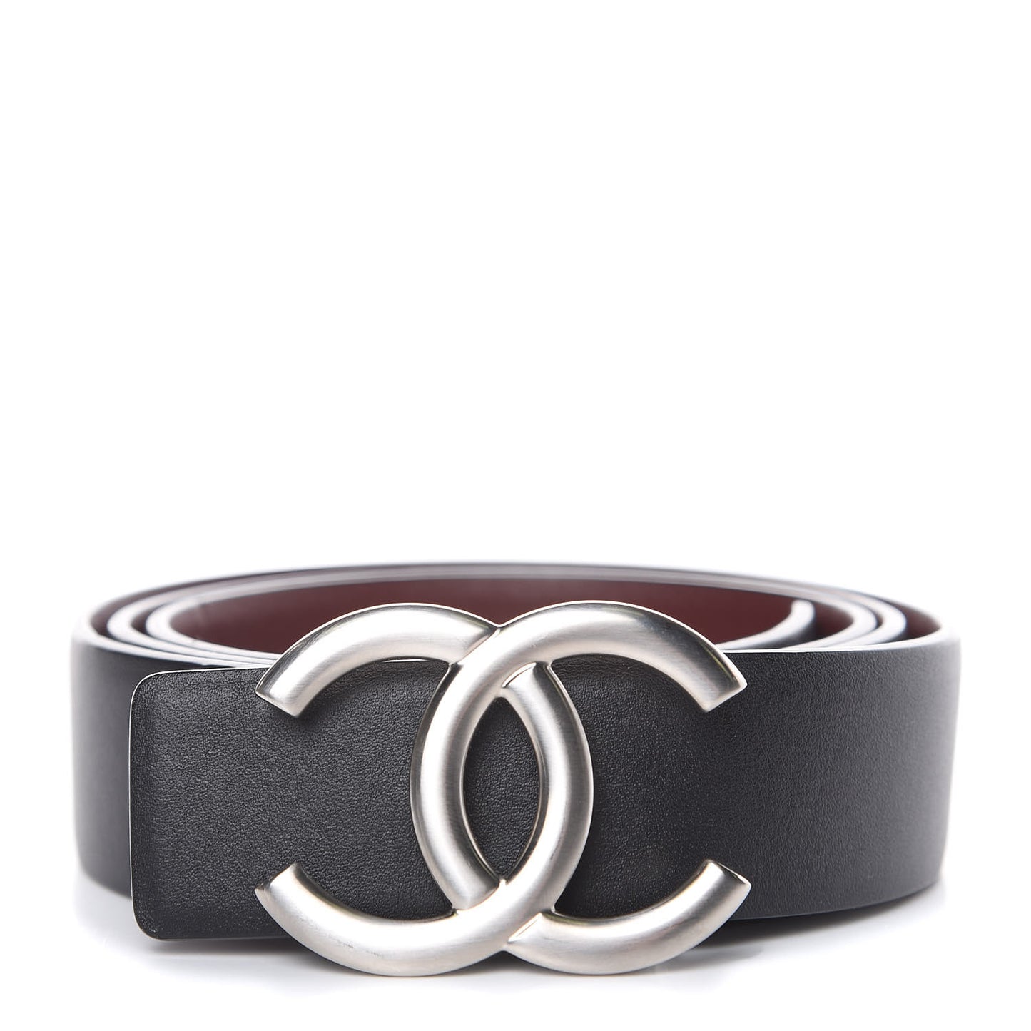 Calfskin CC Reversible Belt 85 Black Burgundy