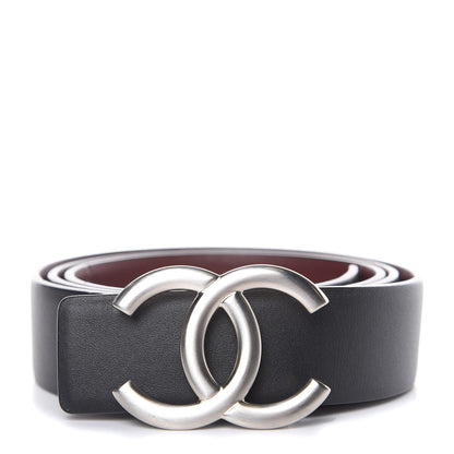 Chanel Calfskin CC Reversible Belt 85 Black Burgundy 1 of 5