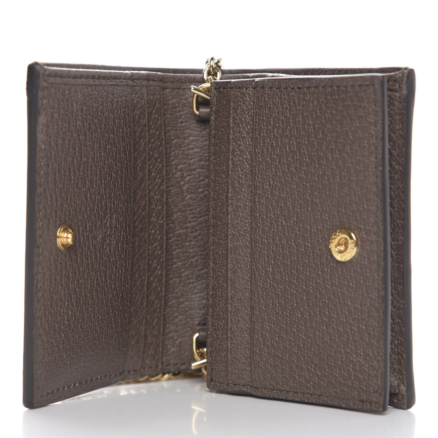GG Supreme Monogram Web Ophidia Chain Card Case Wallet Beige New Acero