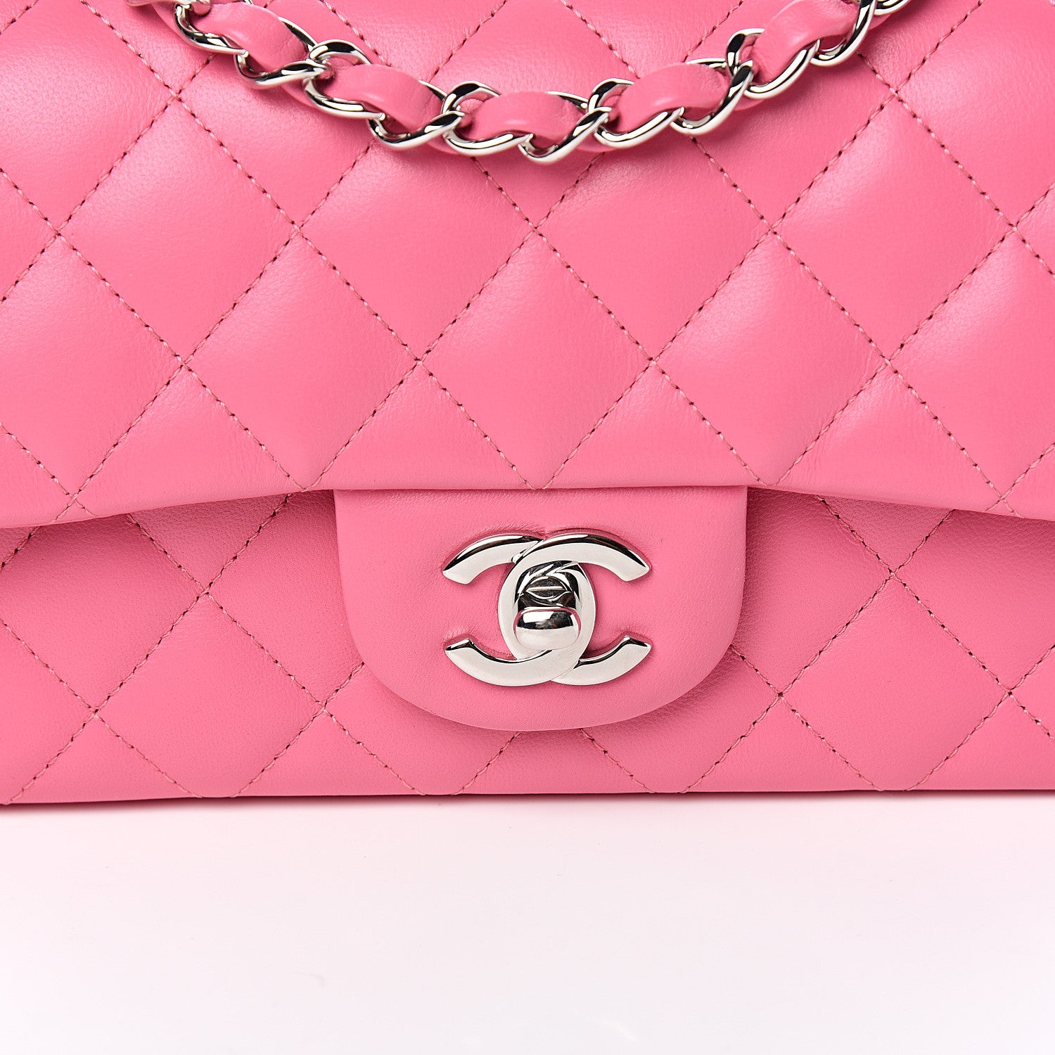 Chanel Lambskin Quilted Mini Rectangular Flap Pink 9 of 9