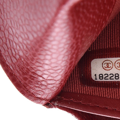 Chanel Caviar Quilted Large Gusset Flap Wallet Red 8 of 13