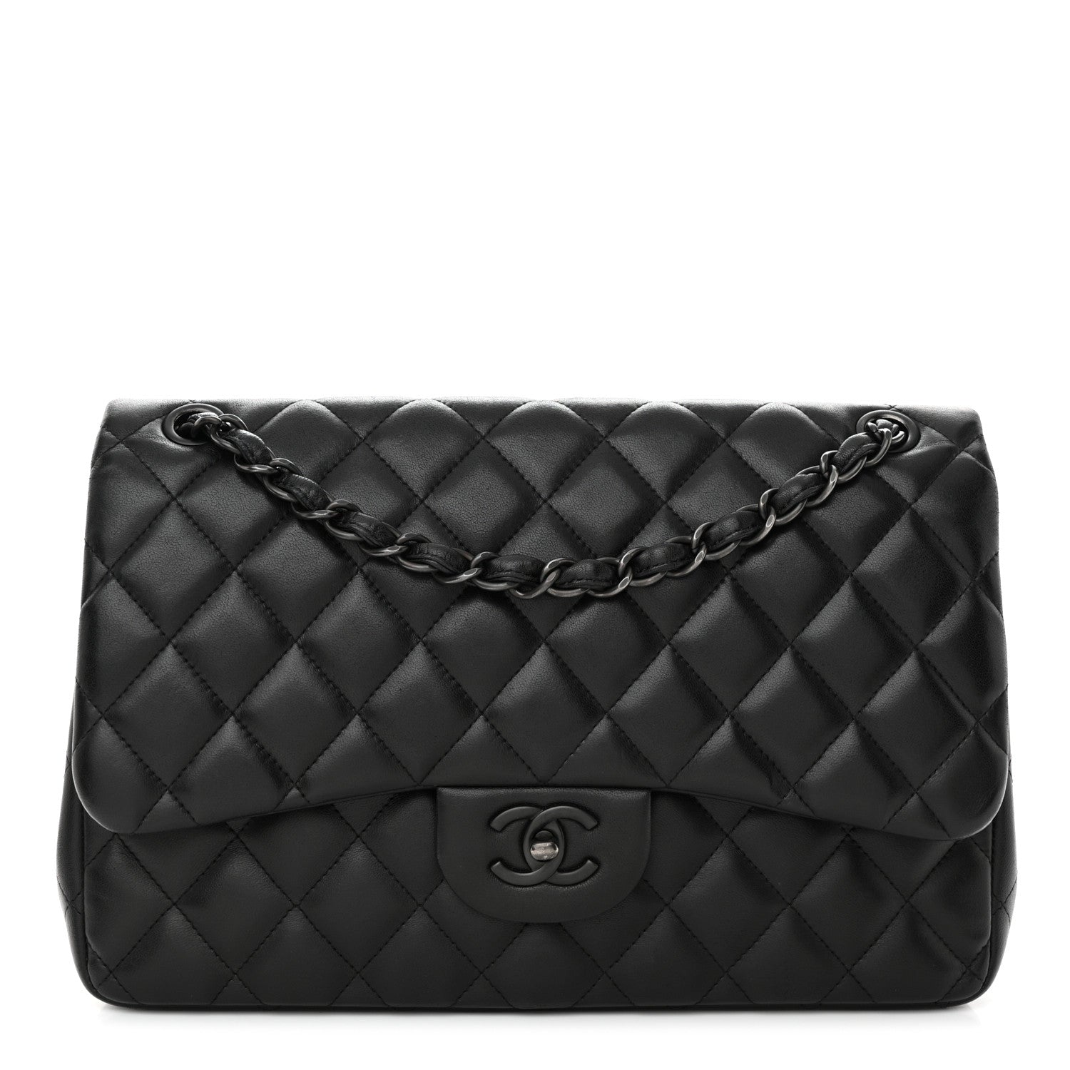 Chanel Lambskin Quilted Jumbo Double Flap So Black 1 of 13