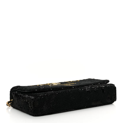 Chanel Sequin Paris Cosmopolite Dare To Disturb Flap Black Gold 3 of 9
